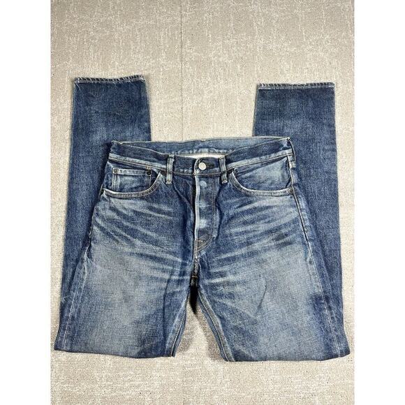 FABRIC-BRAND & CO MADE IN JAPAN BLUE JEANS MENS SIZE 30x31 FLAWED - Picture 1 of 10